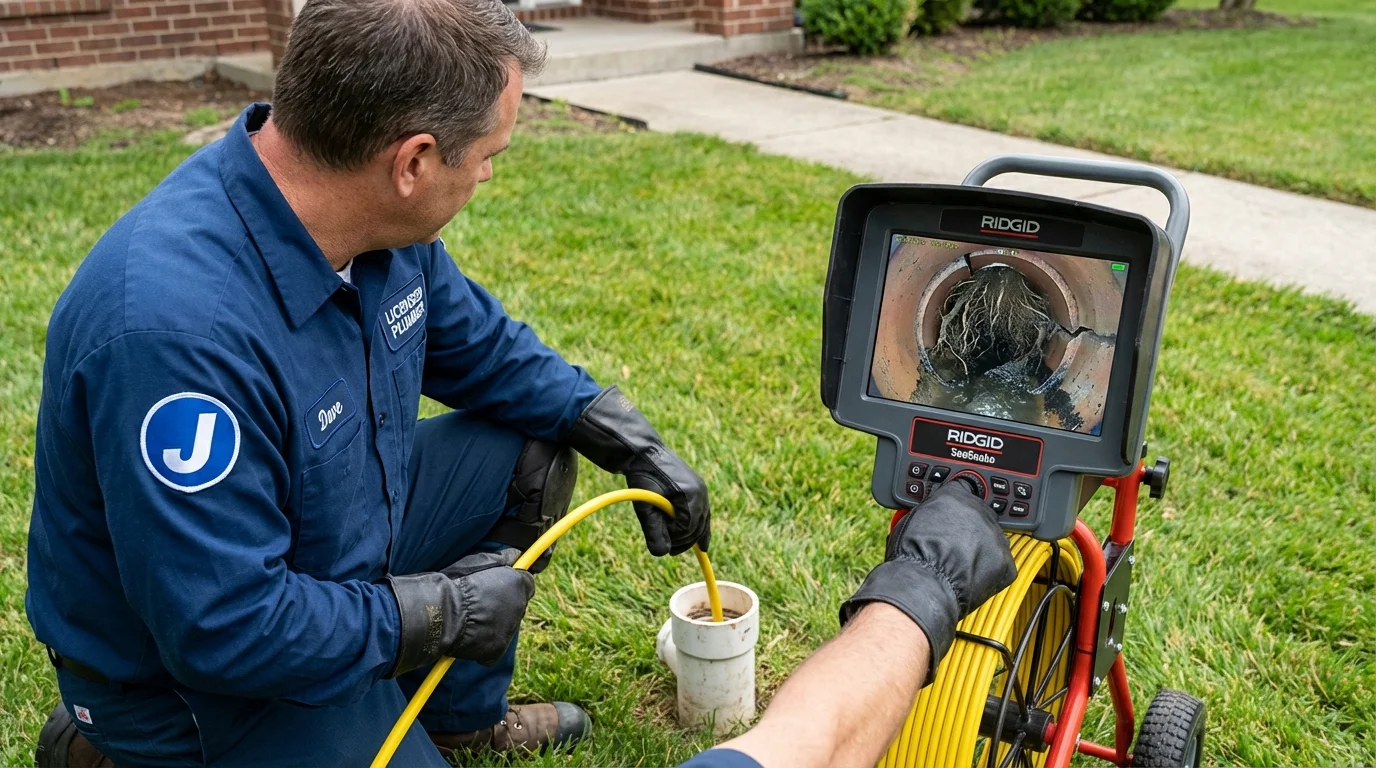 Sewer camera inspection being performed by Johns Plumbing LLC in Merrimac